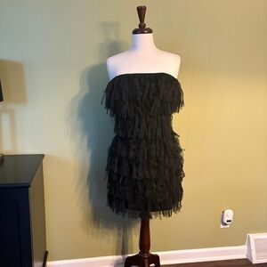 Ann Taylor Elegant Black Dress with tulle ruffles nwt